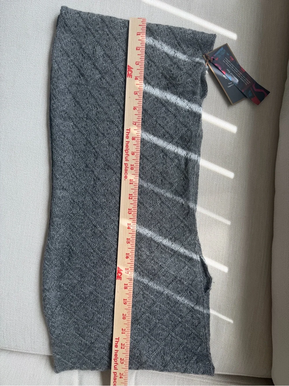 Sol Alpaca Diamond Knot Grey Infinity Scarf - Baby Alpaca NWT